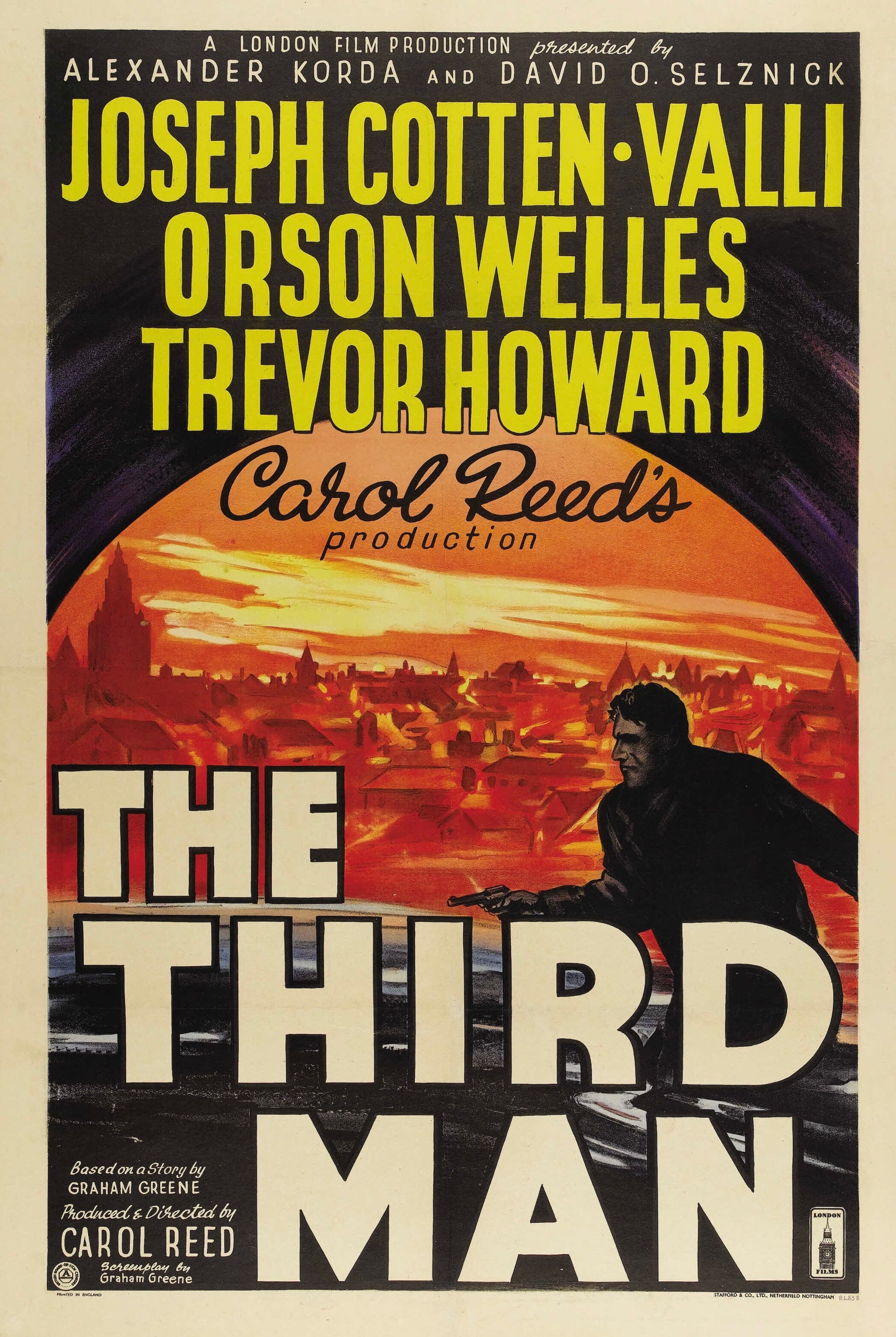 THE THIRD MAN — FILM DE CAROL REED (1949) — JOSEPH COTTEN — ORSON WELLES — AFFICHE CINÉMA FILM NOIR — REPRODUCTION — POSTER HUB STUDIO — HQ
