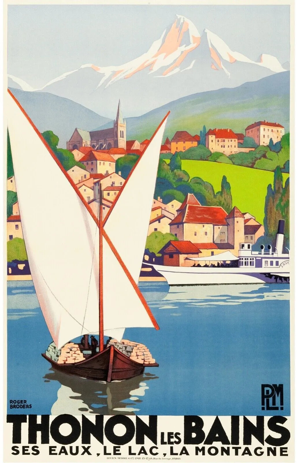 THONON LES BAINS, FRANCE, REPRO AFFICHE VINTAGE VOYAGE TOURISME, HQ