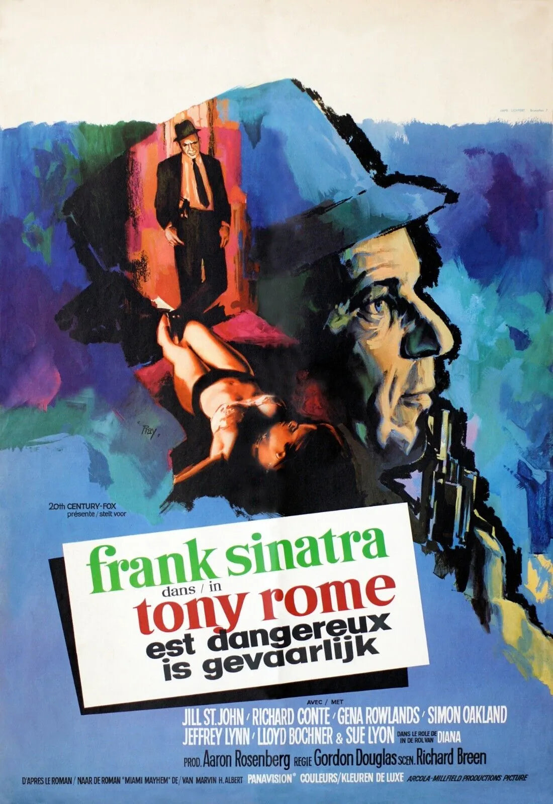 TONY ROME EST DANGEUREUX, FRANK SINATRA, GENE ROWLANDS, 1967, REPRO AFFICHE SUR TOILE ET CINEMA, HQ