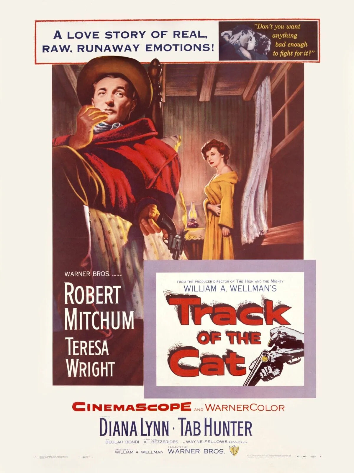 TRACK OF THE CAT, ROBERT MITCHUM, 1954, REPRO AFFICHE CINEMA VINTAGE, HQ