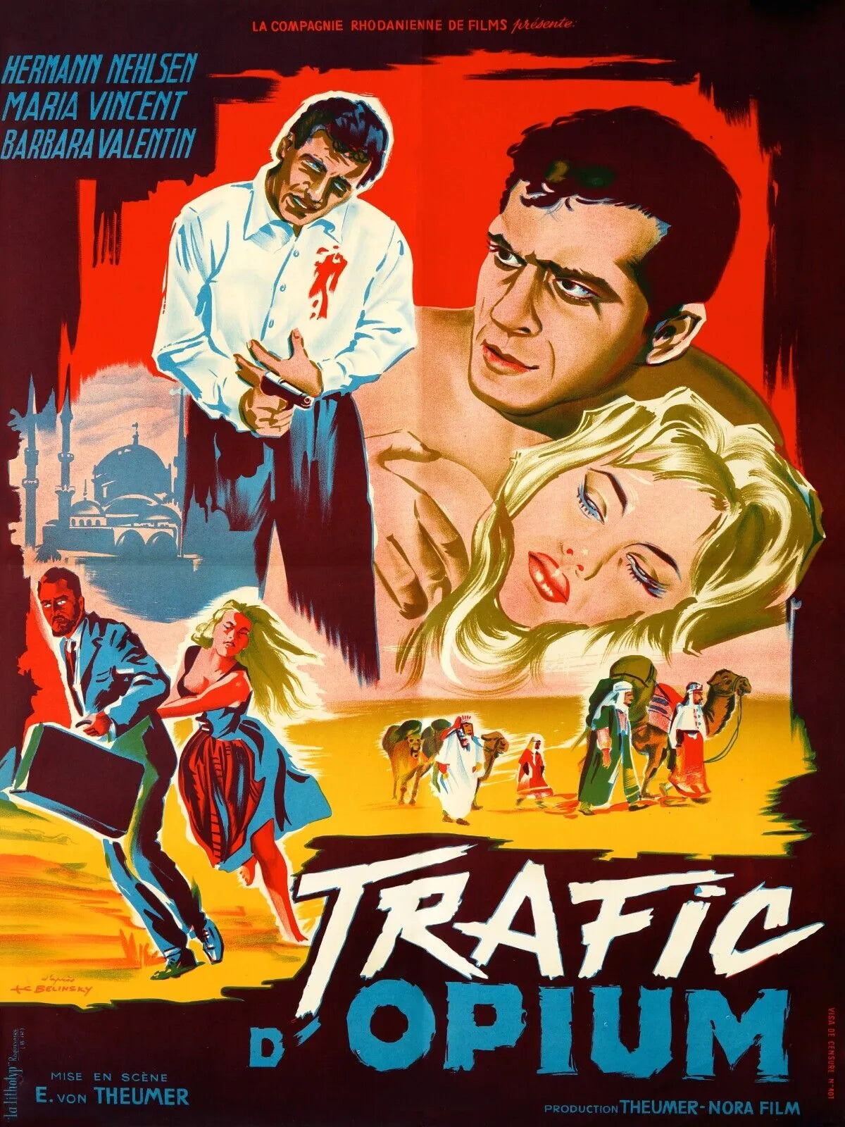 TRAFIC OPIUM, MARIA VINCENT, 1961, REPRO AFFICHE CINEMA VINTAGE, HQ