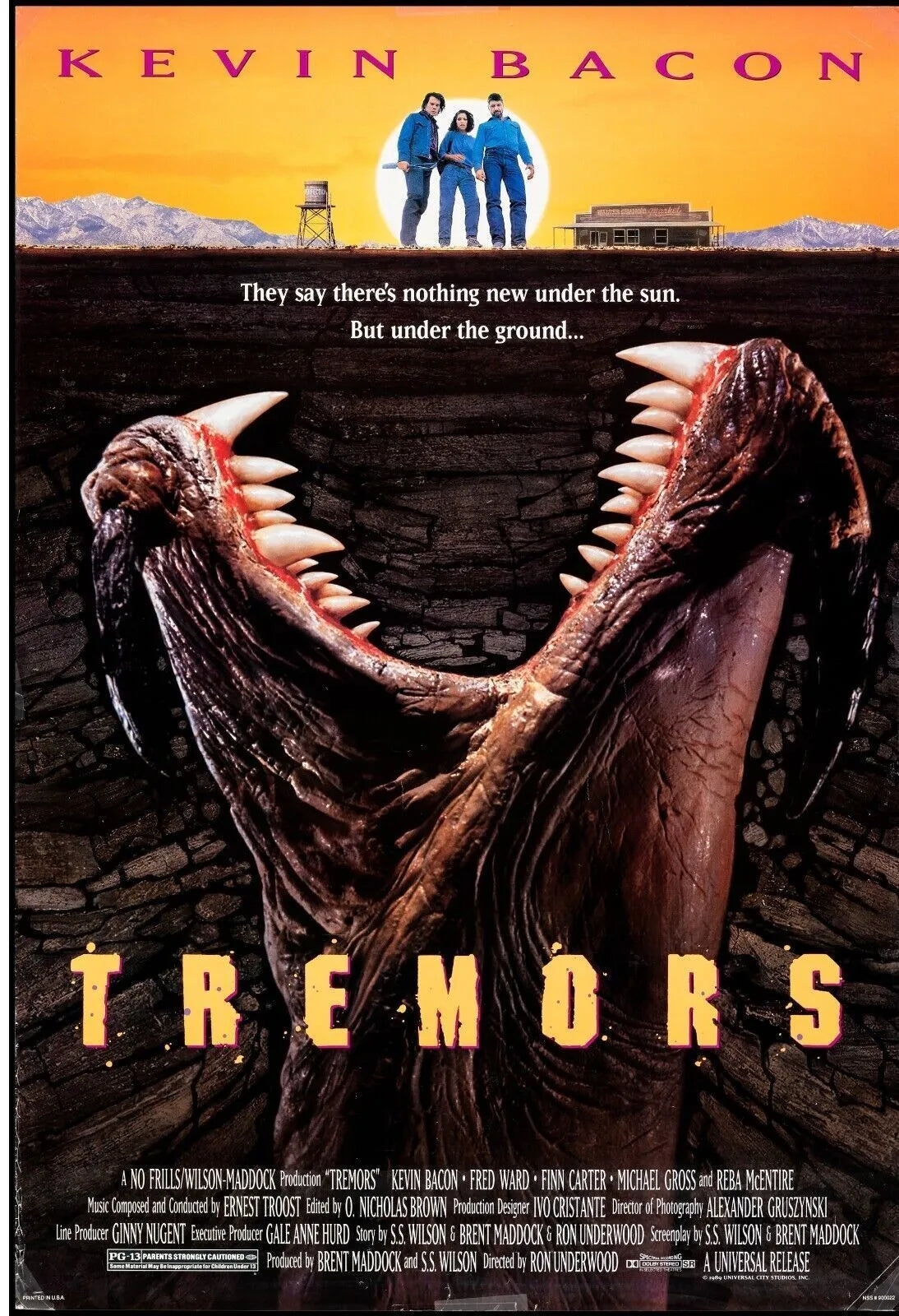 TREMORS, FINN CARTER, KEVIN BACON, 1990, Póster de cine Repro, HQ
