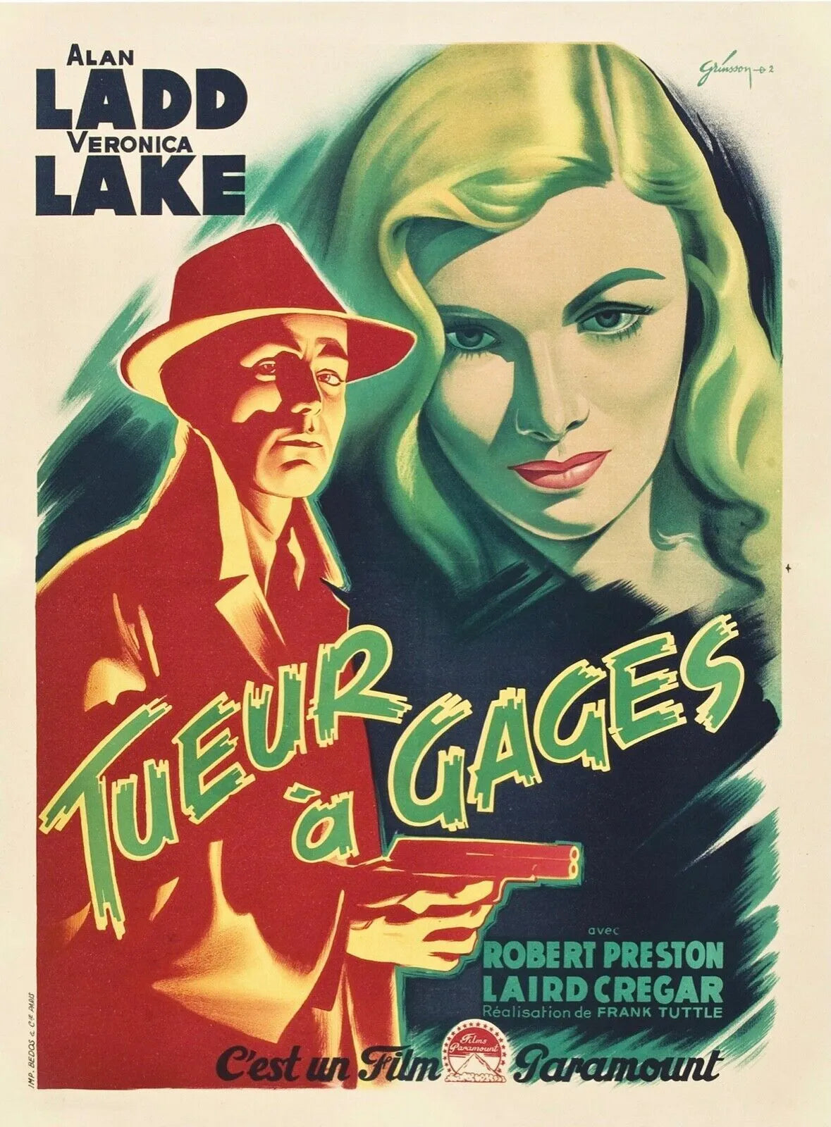 TUEUR À GAGES, ALAN LADD, VERONICA LAKE, 1942, REPRO AFFICHE CINEMA VINTAGE, HQ