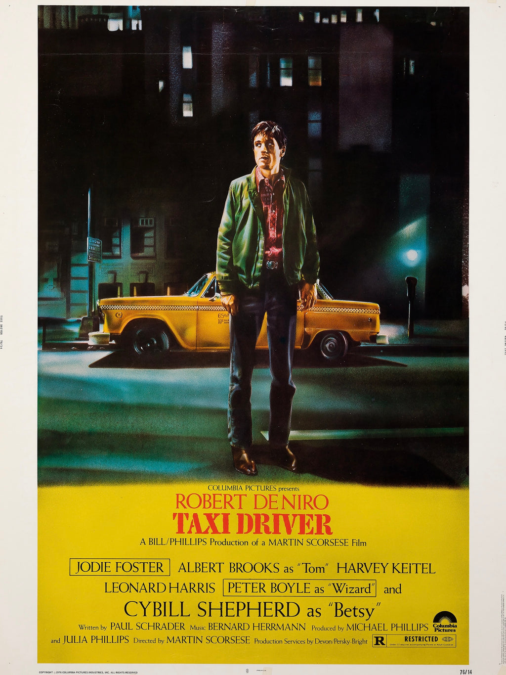 Affiche du film Taxi Driver (1976) de Martin Scorsese avec Robert De Niro. Chef-d’œuvre du cinéma américain. Reproduction HQ – Poster Hub Studio.