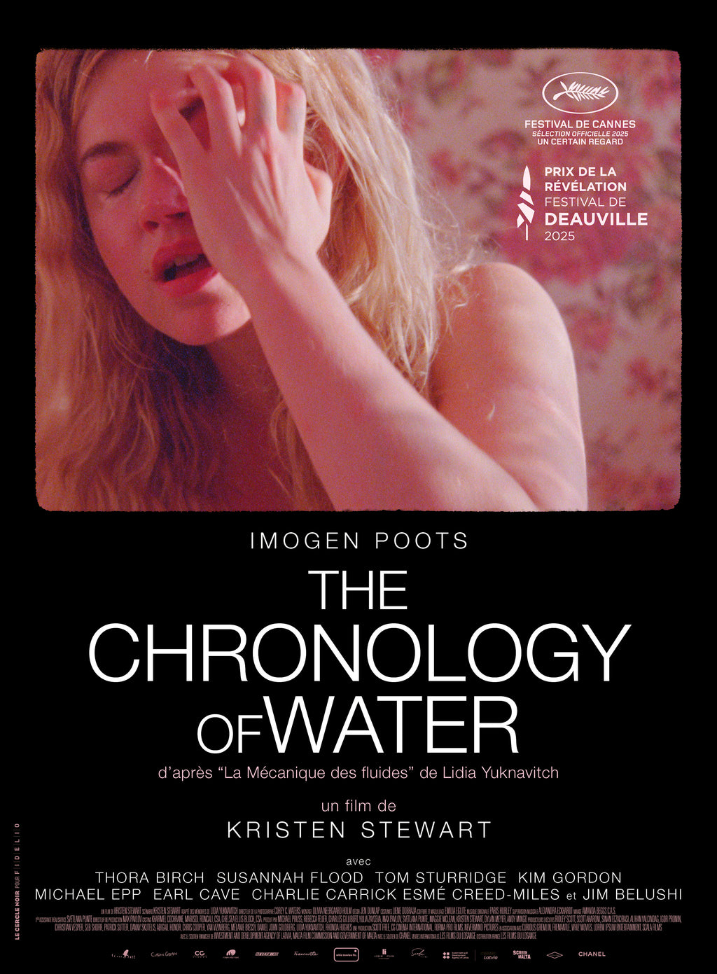 
Affiche du film The Chronology of Water (2025) de Kristen Stewart avec Imogen Poots. Drame intense sélectionné à Cannes. Reproduction HQ.