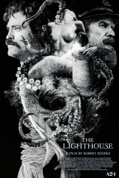 Affiche du film The Lighthouse (2019) de Robert Eggers. Film d’horreur avec Robert Pattinson et Willem Dafoe. Reproduction HQ – Poster Hub Studio.