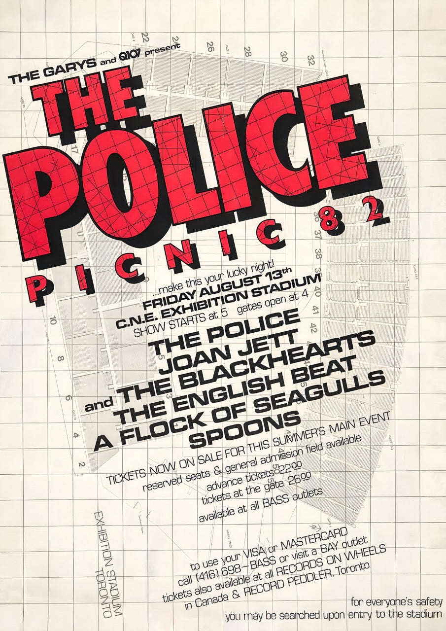THE POLICE – PICNIC ’82 CNE EXHIBITION STADIUM TORONTO POSTER