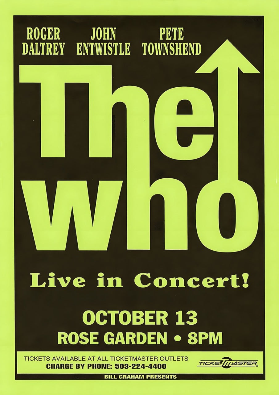 THE WHO IN CONCERT – VINTAGE POSTER LIVE AT ROSE GARDEN OCTOBER 13TH