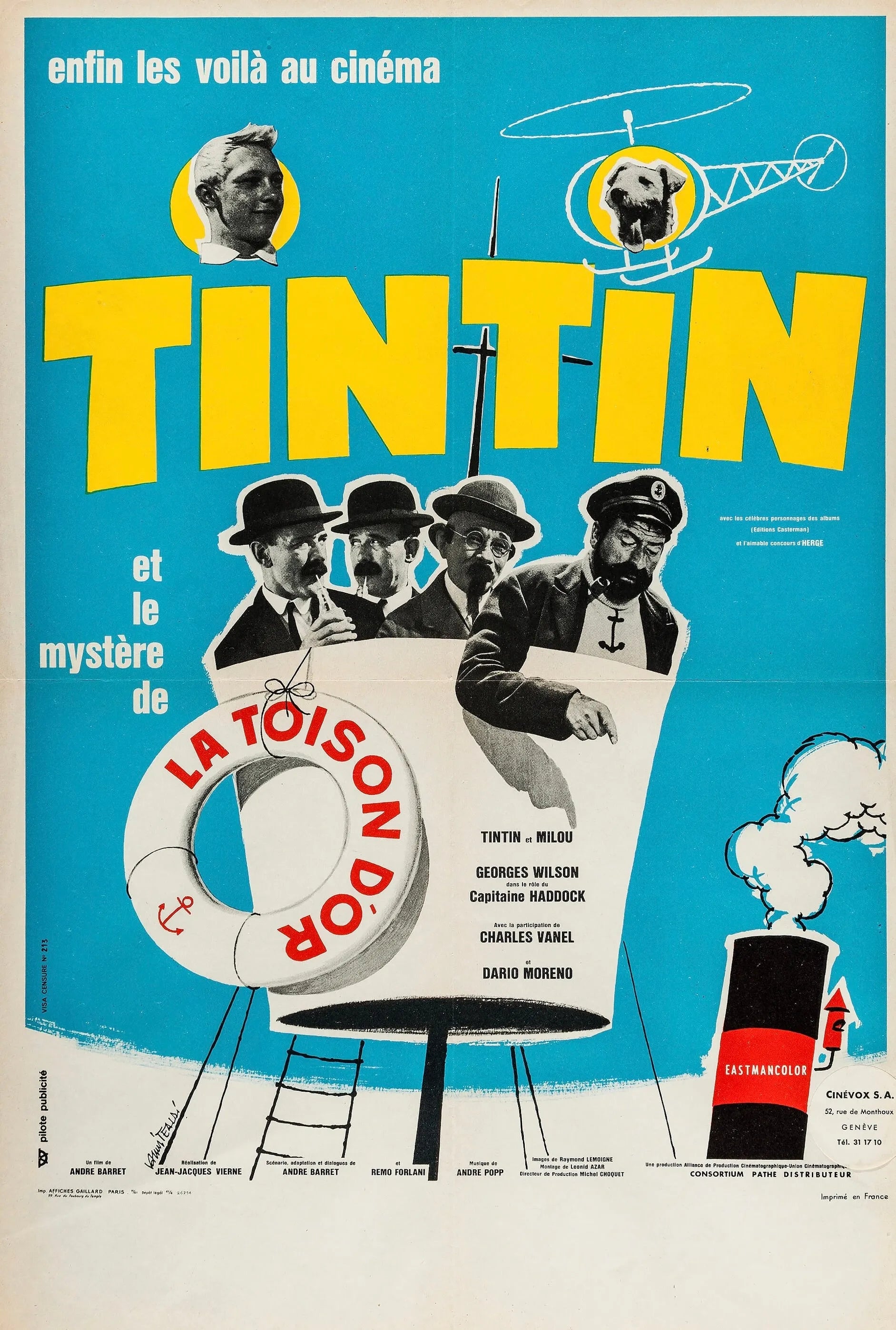 TINTIN AND THE LAKE OF SHARKS, 1972, Vintage Cinema Poster Reproduction, HQ