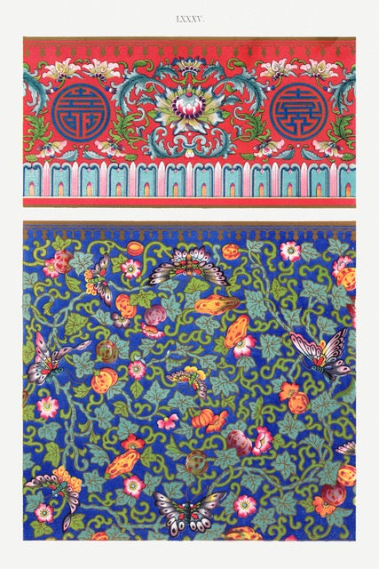 ORNEMENTS CHINOIS TRADITIONNELS – MOTIFS FLORAUX ET PAPILLONS COLORÉS