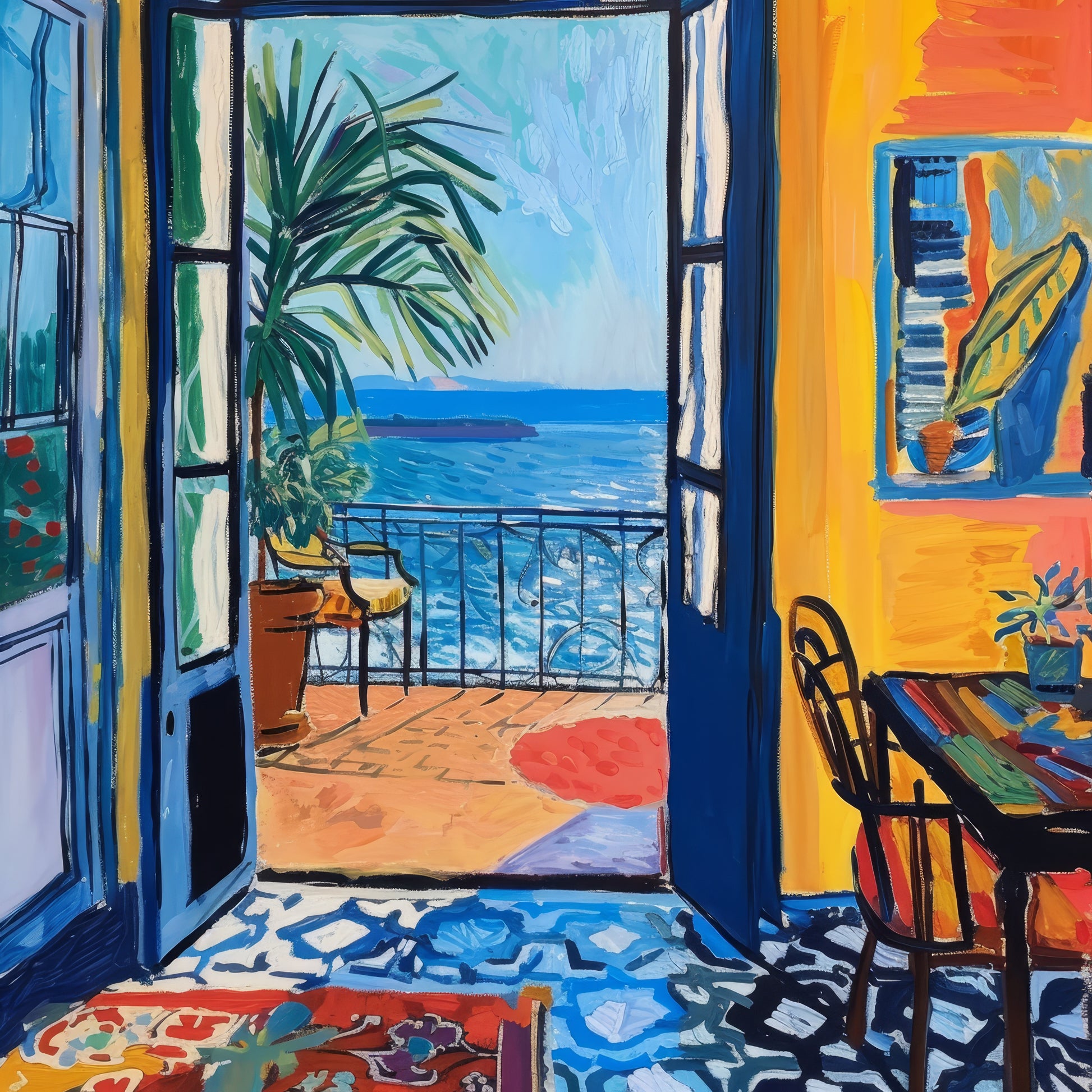 INTÉRIEUR MÉDITERRANÉEN – VUE SUR LA MER MODERNE POSTER HUB STUDIO | HQ