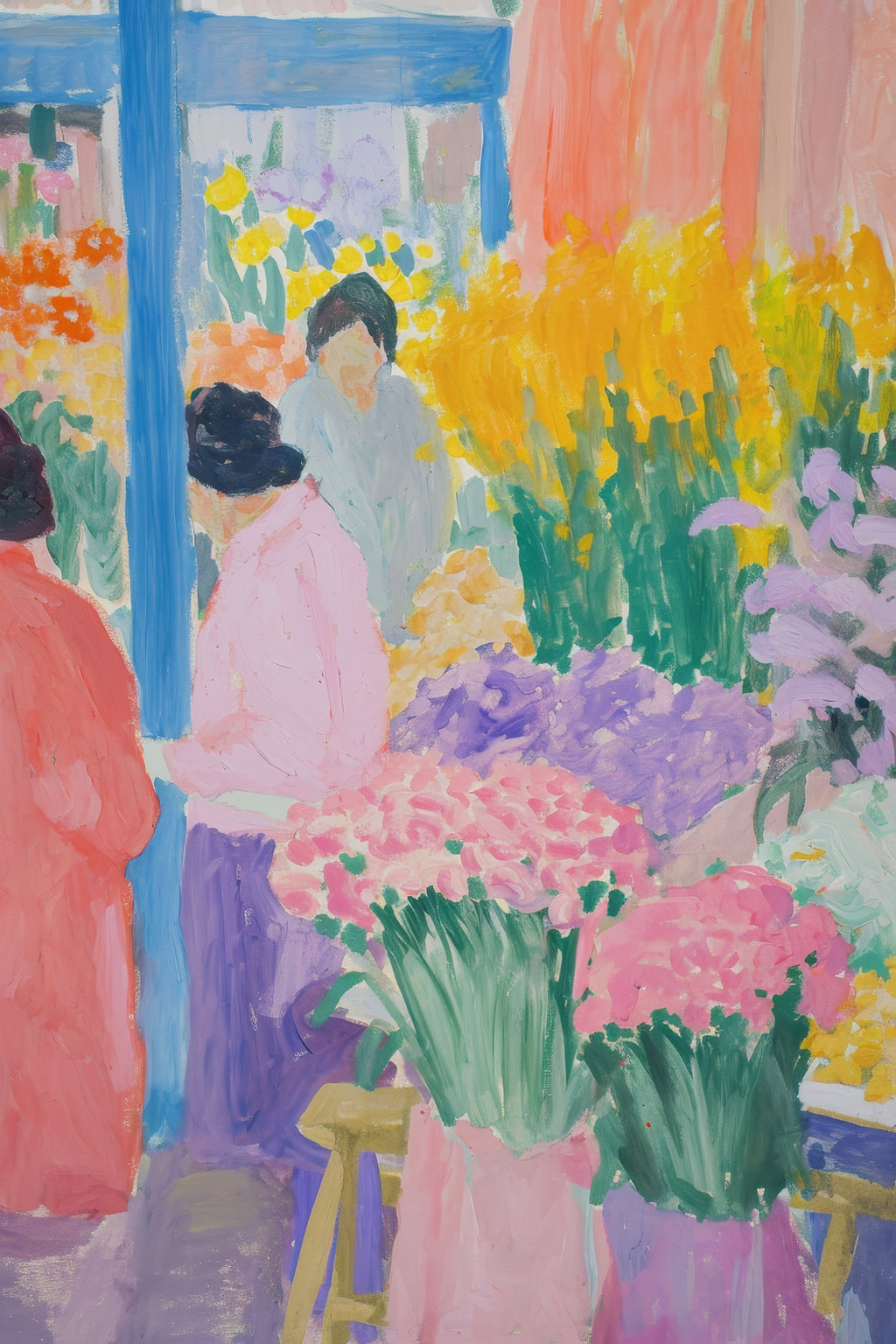 MARCHÉ AUX FLEURS – PEINTURE IMPRESSIONNISTE POSTER HUB STUDIO | HQ