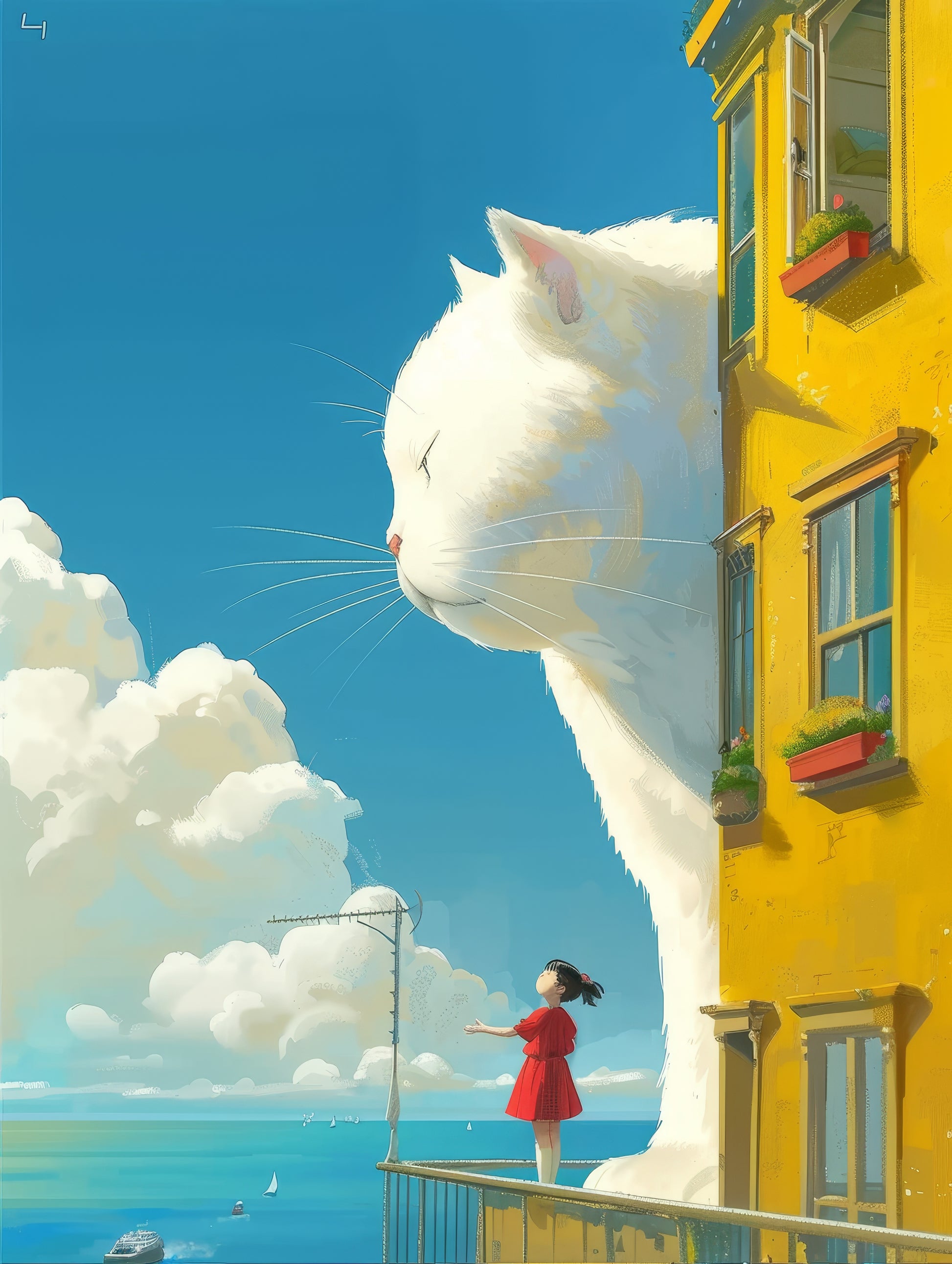 CHAT GÉANT – ILLUSTRATION POÉTIQUE POSTER HUB STUDIO | HQ