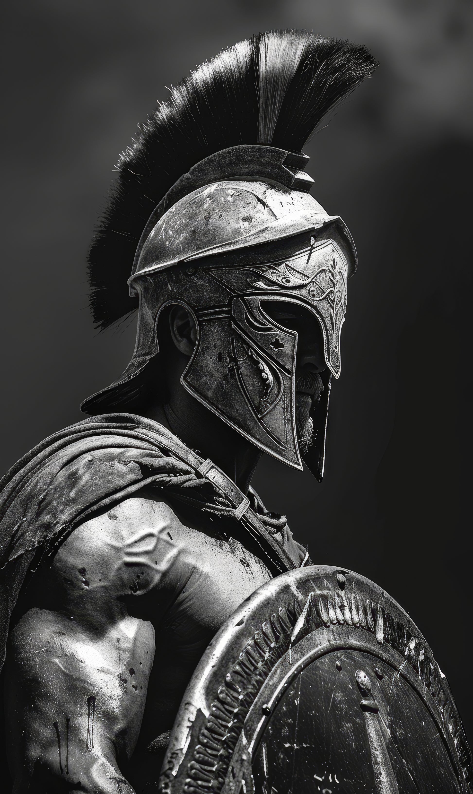 GUERRIER SPARTIATE – NOIR & BLANC POSTER HUB STUDIO | HQ