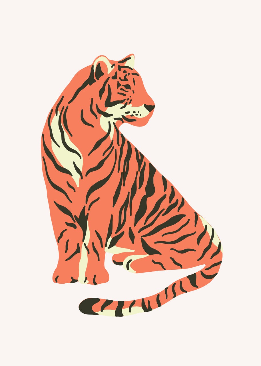 TIGRE ASSIS | ILLUSTRATION FAUVE MINIMALISTE | POSTER ANIMAL & DESIGN | POSTER HUB STUDIO | HQ