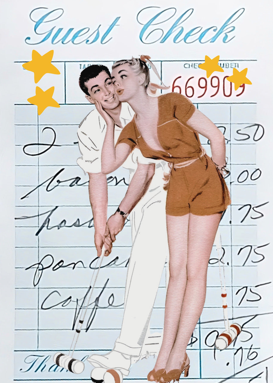 GUEST CHECK | ILLUSTRATION VINTAGE AMÉRICAINE | POSTER RÉTRO MID-CENTURY | POSTER HUB STUDIO | HQ