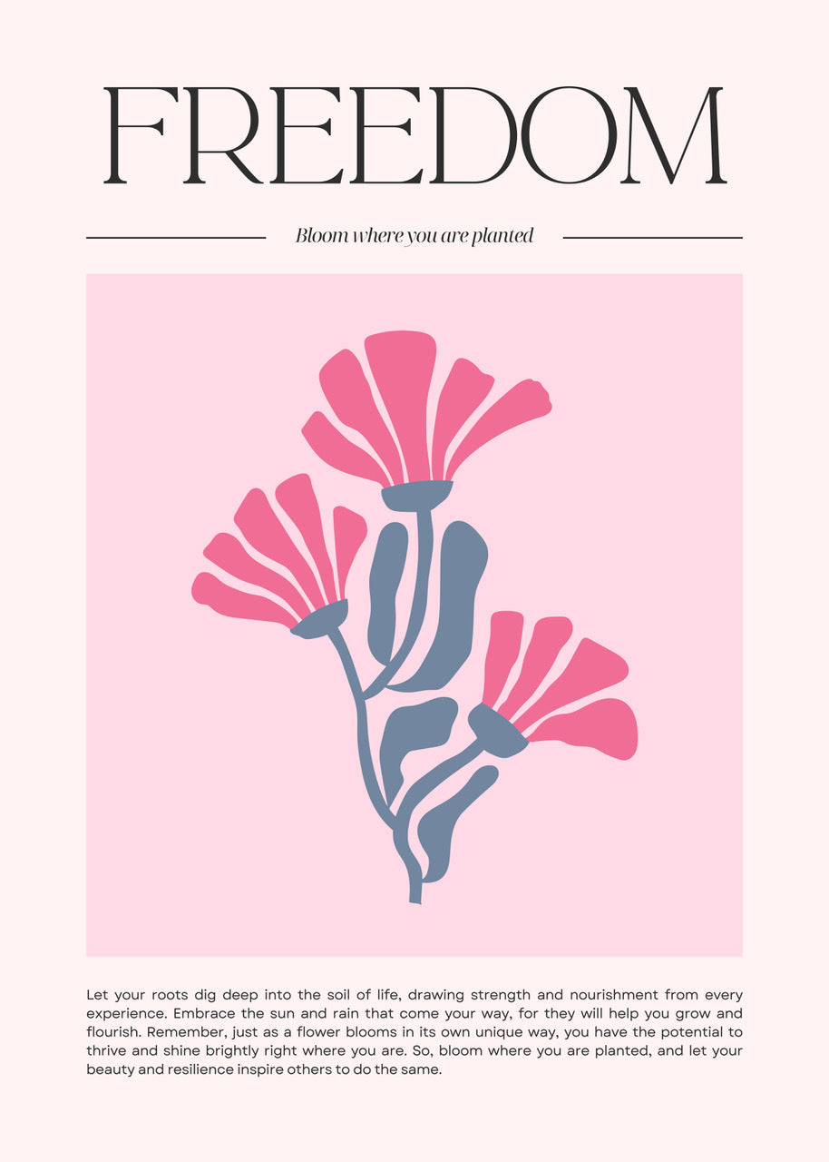 FREEDOM | ART BOTANIQUE MINIMAL | POSTER INSPIRATION BIEN-ÊTRE | POSTER HUB STUDIO RÉTRO | HQ