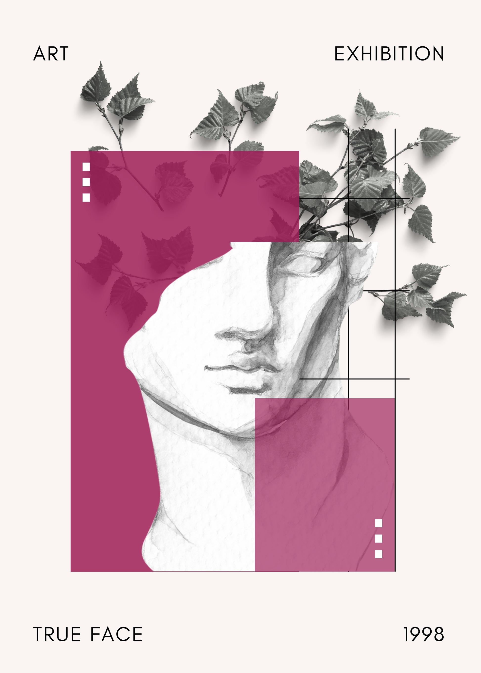 ART CONTEMPORAIN VISAGE ABSTRAIT – PORTRAIT MINIMALISTE MODERNE POSTER HUB STUDIO RÉTRO | HQ