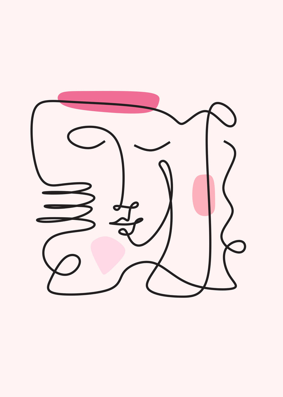 ABSTRACT LINE FACE | ART LINE DRAWING | POSTER ART CONTEMPORAIN | POSTER HUB STUDIO RÉTRO | HQ
