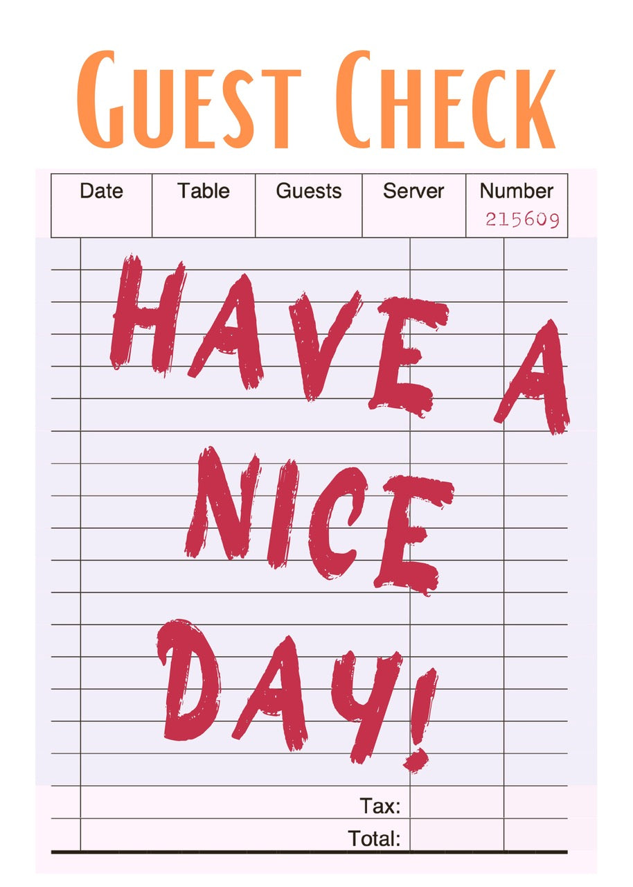 AFFICHE HAVE A NICE DAY – TICKET RESTAURANT VINTAGE TYPOGRAPHIE ROUGE POSTER HUB STUDIO | HQ