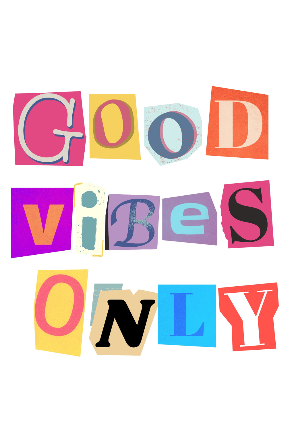 GOOD VIBES ONLY – AFFICHE TYPOGRAPHIE POP & POSITIVE POSTER HUB STUDIO RÉTRO | HQ
