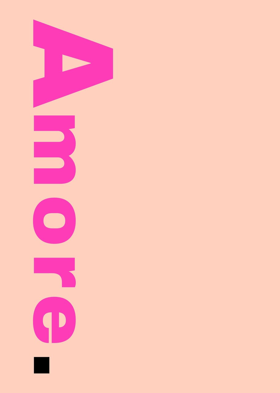 AMORE – TYPOGRAPHIE POP MINIMALISTE ROSE POSTER HUB STUDIO RÉTRO | HQ