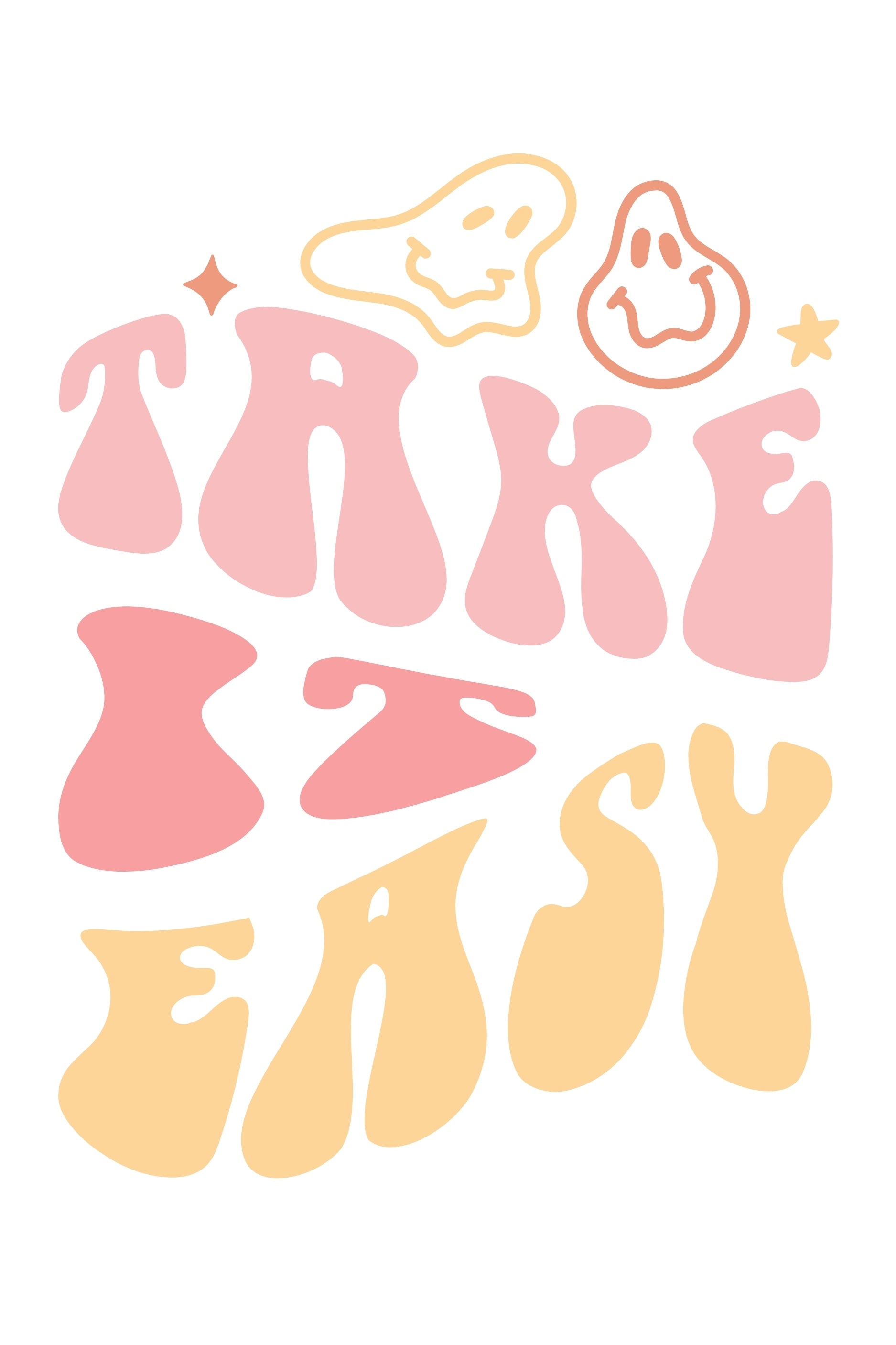 TAKE IT EASY –TYPOGRAPHIQUE FEEL GOOD & COULEURS PASTEL VINTAGE POSTER HUB STUDIO RÉTRO | HQ