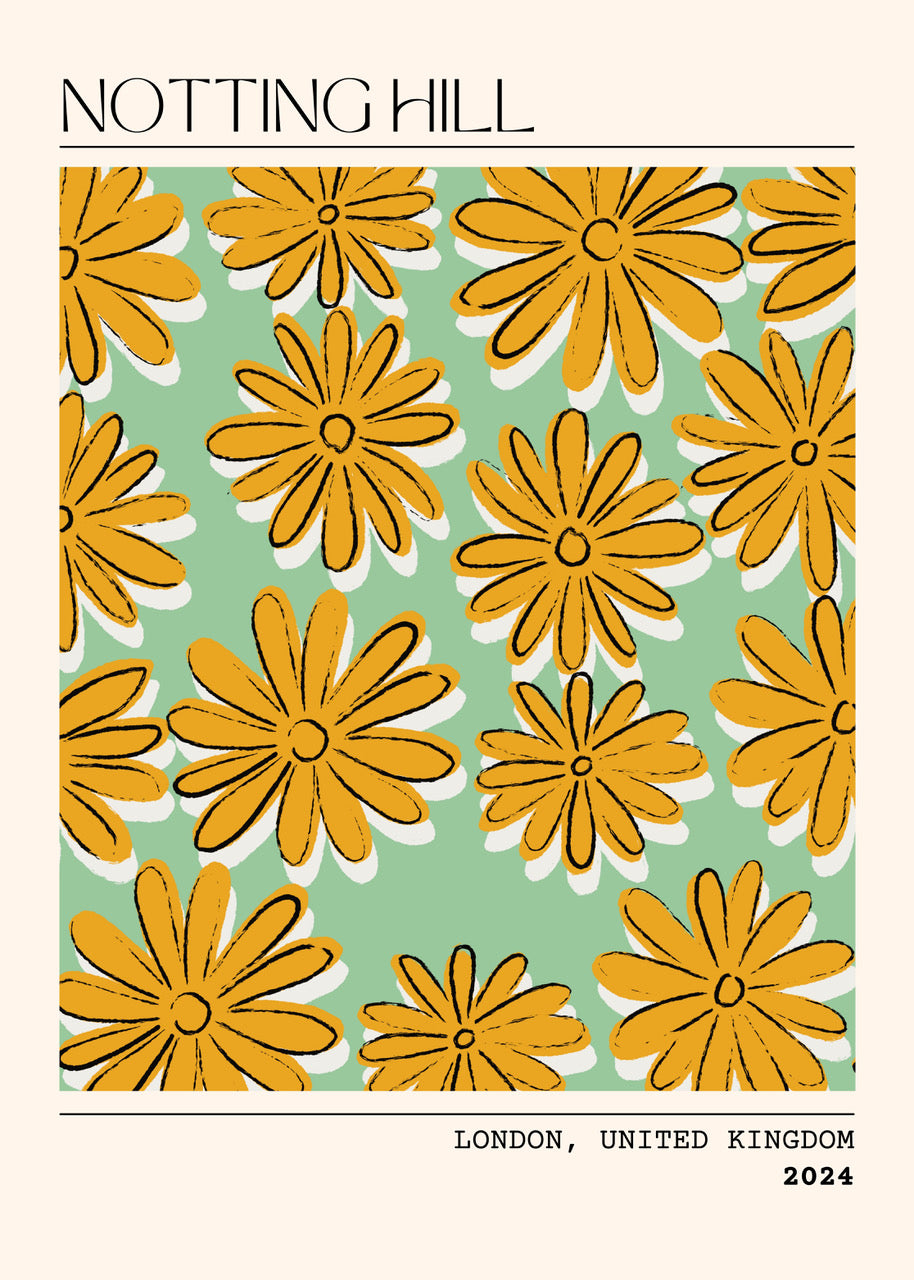 NOTTING HILL FLORAL WALL ART POSTER HUB STUDIO RÉTRO | HQ