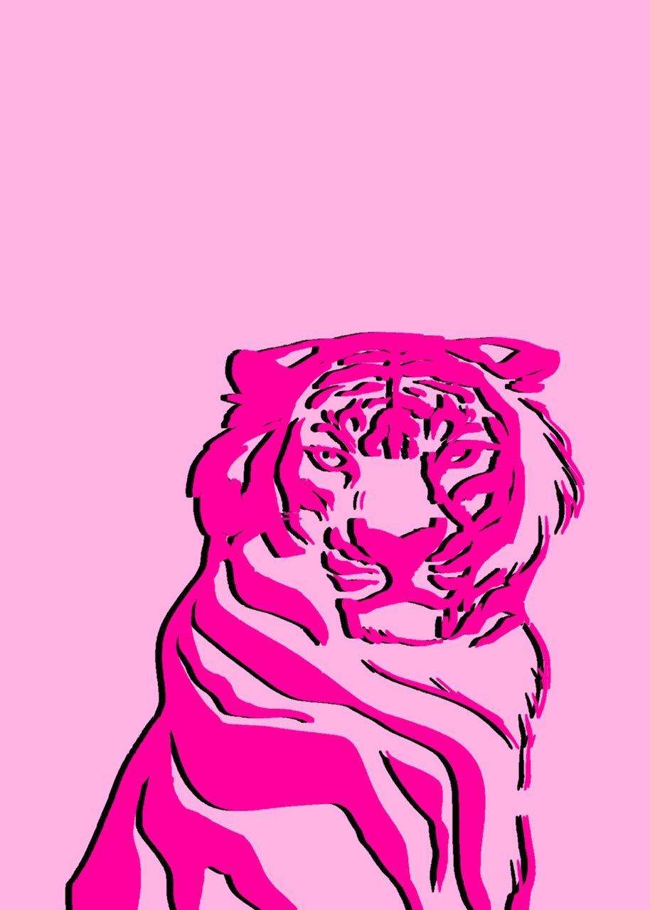 TIGRE ROSE POP ART POSTER HUB STUDIO RÉTRO, HQ