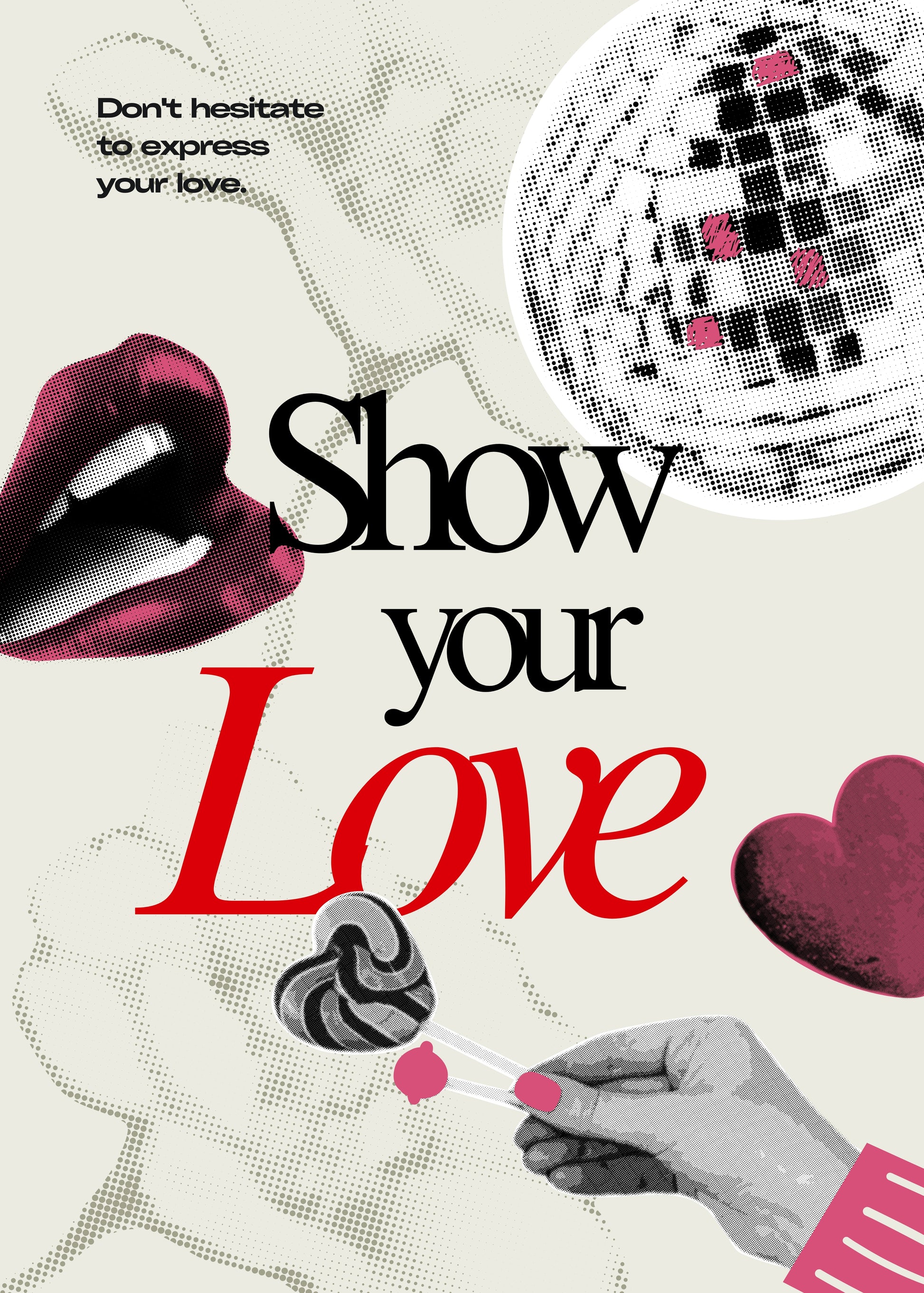 AFFICHE SHOW YOUR LOVE ART GRAPHIQUE RÉTRO POP POSTER HUB STUDIO RÉTRO, HQ