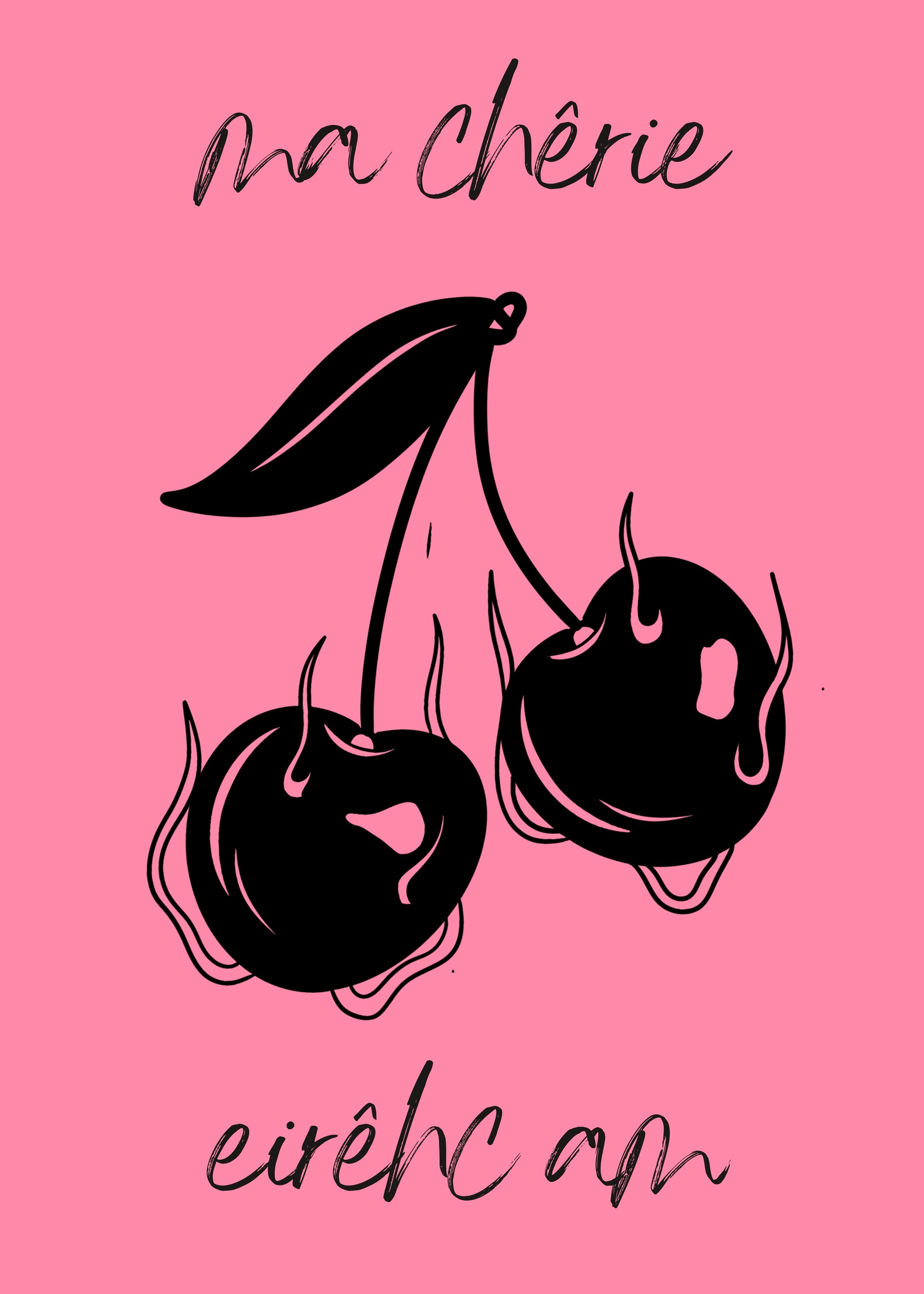 AFFICHE CERISES MA CHÉRIE ILLUSTRATION POP MINIMALISTE POSTER HUB STUDIO RÉTRO, HQ (Copy)