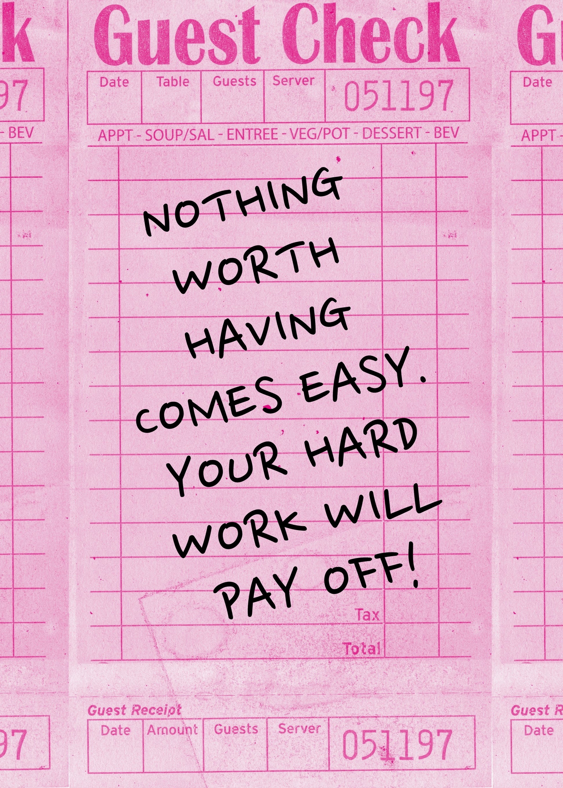AFFICHE MOTIVATION NOTHING WORTH HAVING TYPOGRAPHIE ROSE POP POSTER HUB STUDIO RÉTRO, HQ