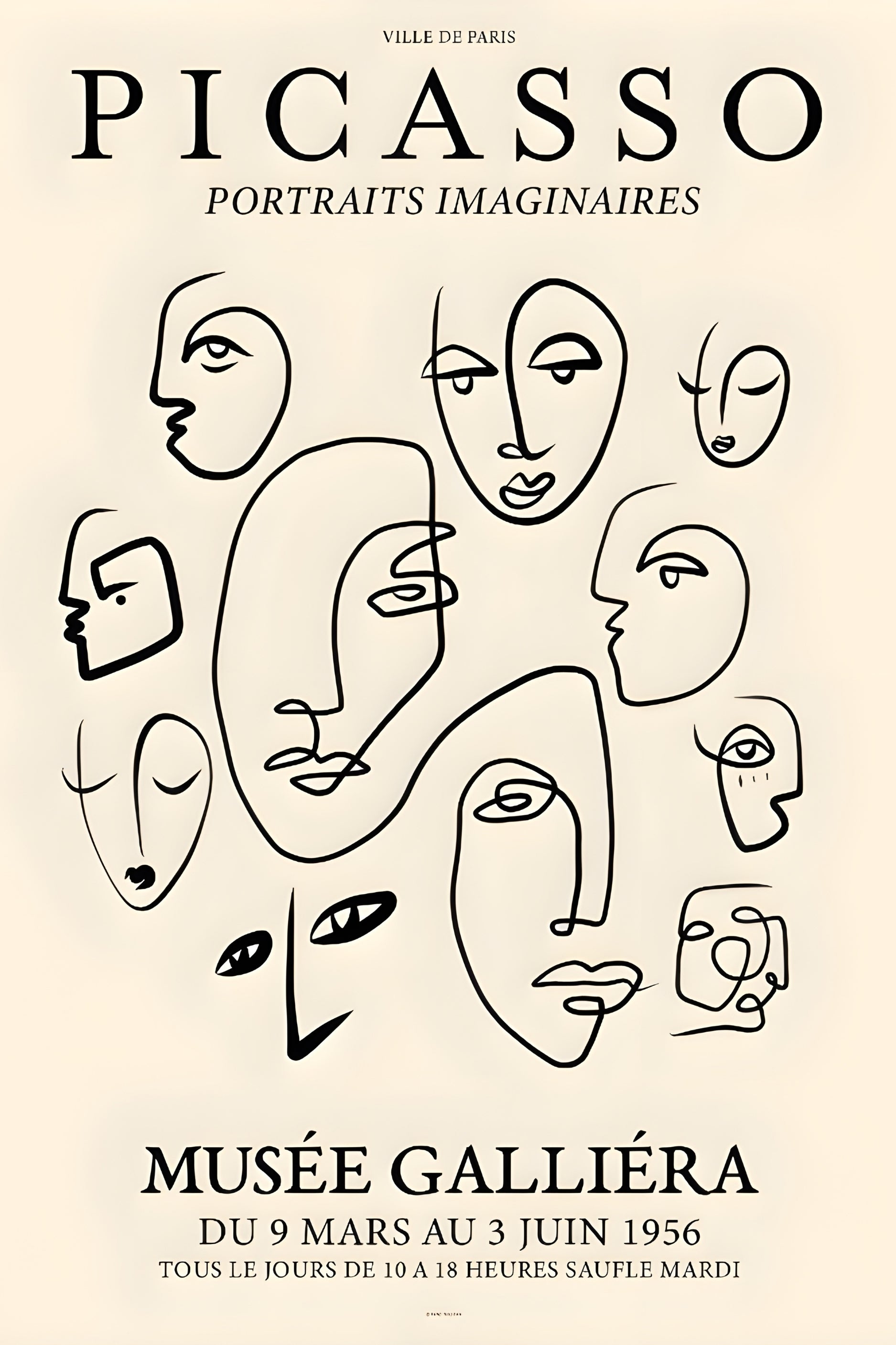 AFFICHE ART MODERNE VISAGES ABSTRAITS STYLE PICASSO POSTER HUB STUDIO RÉTRO, HQ