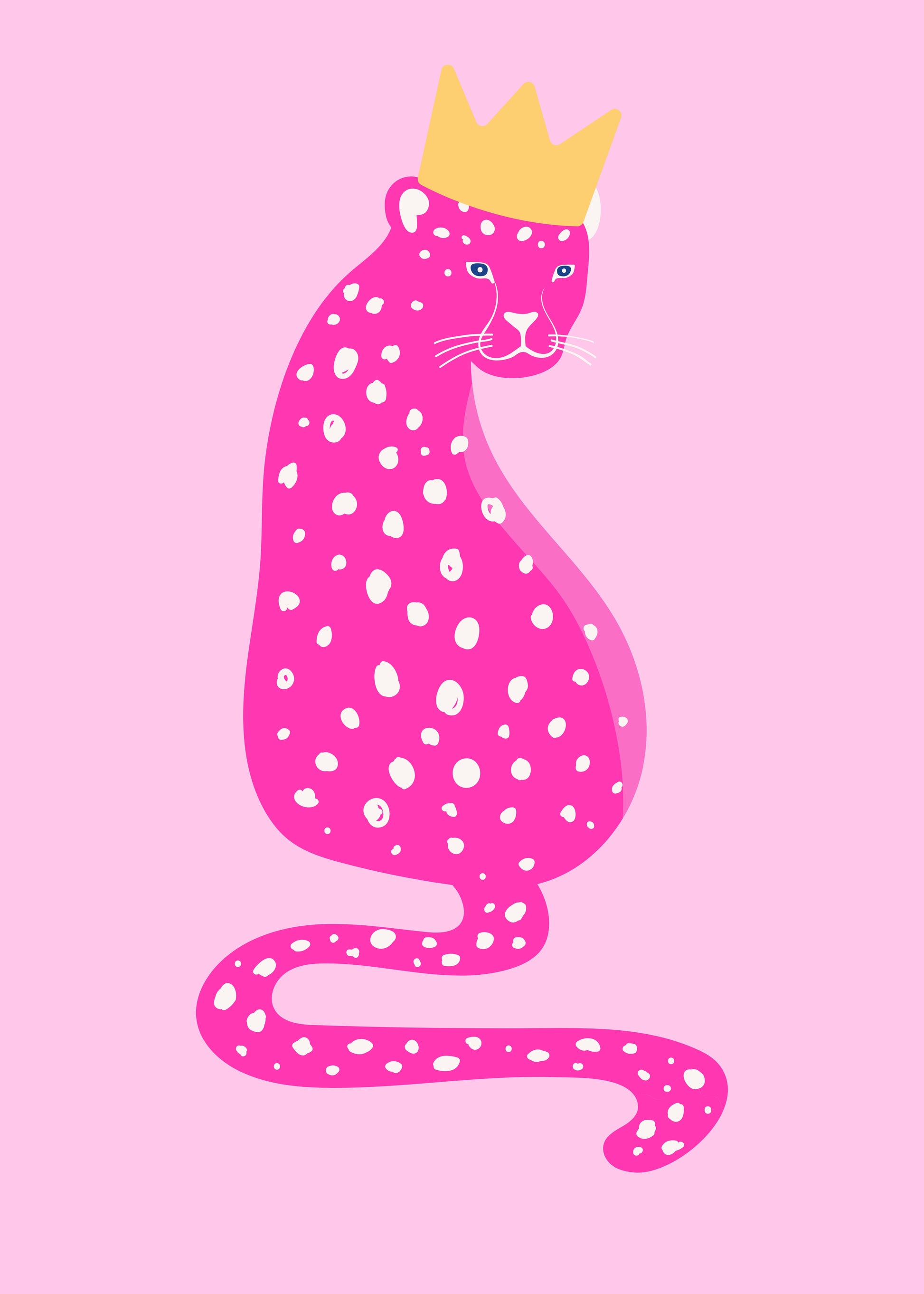 PANTHÈRE ROSE AVEC COURONNE ILLUSTRATION MODERNE POSTER HUB STUDIO RÉTRO, HQ (Copy)