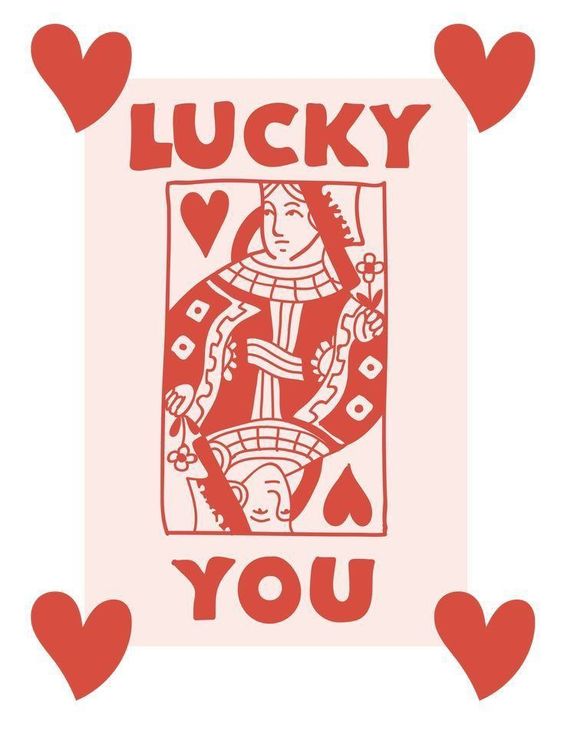 CARTE À JOUER LUCKY YOU CŒUR ROUGE POSTER HUB STUDIO RÉTRO, HQ