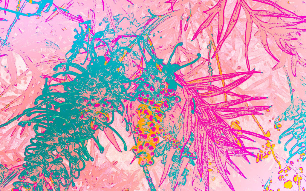 ABSTRACT FLORAL COMPOSITION – VIBRANT BOTANICAL FORMS POSTER HUB STUDIO RÉTRO, HQ