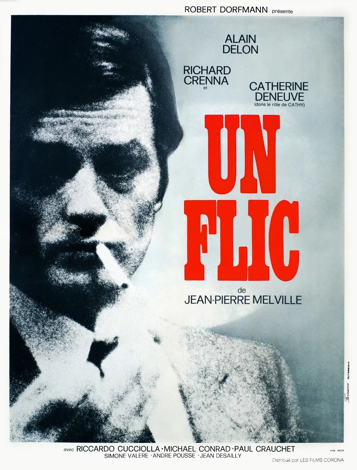 UN FLIC, ALAIN DELON, CATHERINE DENEUVE, REPRO AFFICHE DE CINEMA VINTAGE, HQ