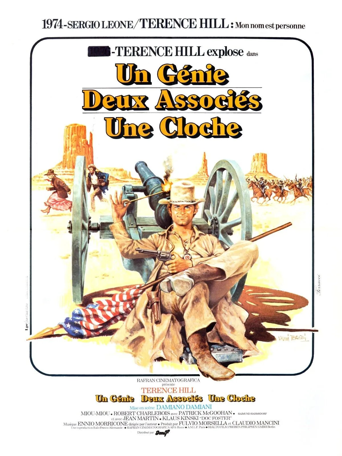 UN GÉNIE DEUX ASSOCIÉS UNE CLOCHE, TERENCE HILL, 1975, REPRO AFFICHE CINEMA VINTAGE