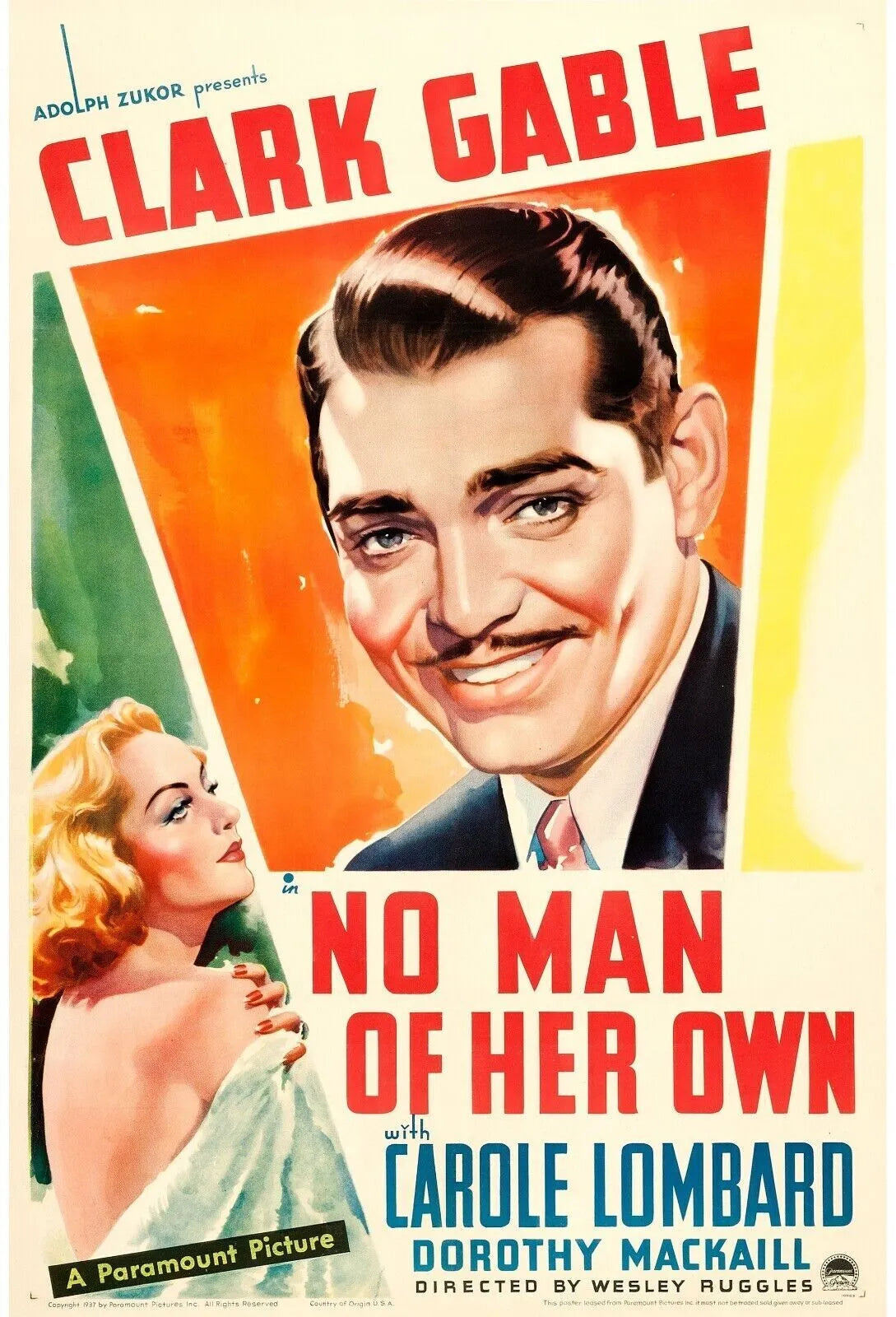 UN MAUVAIS GARÇON, CAROLE LOMBARD, CLARK GABLE 1932 repro affiche cinéma HQ