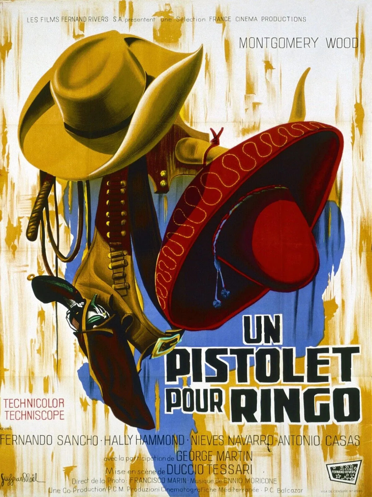 UN PISTOLET POUR RINGO, FERNANDO SANCHO, GIULIANO GEMMA, 1965, REPRO AFFICHE DE CINEMA VINTAGE