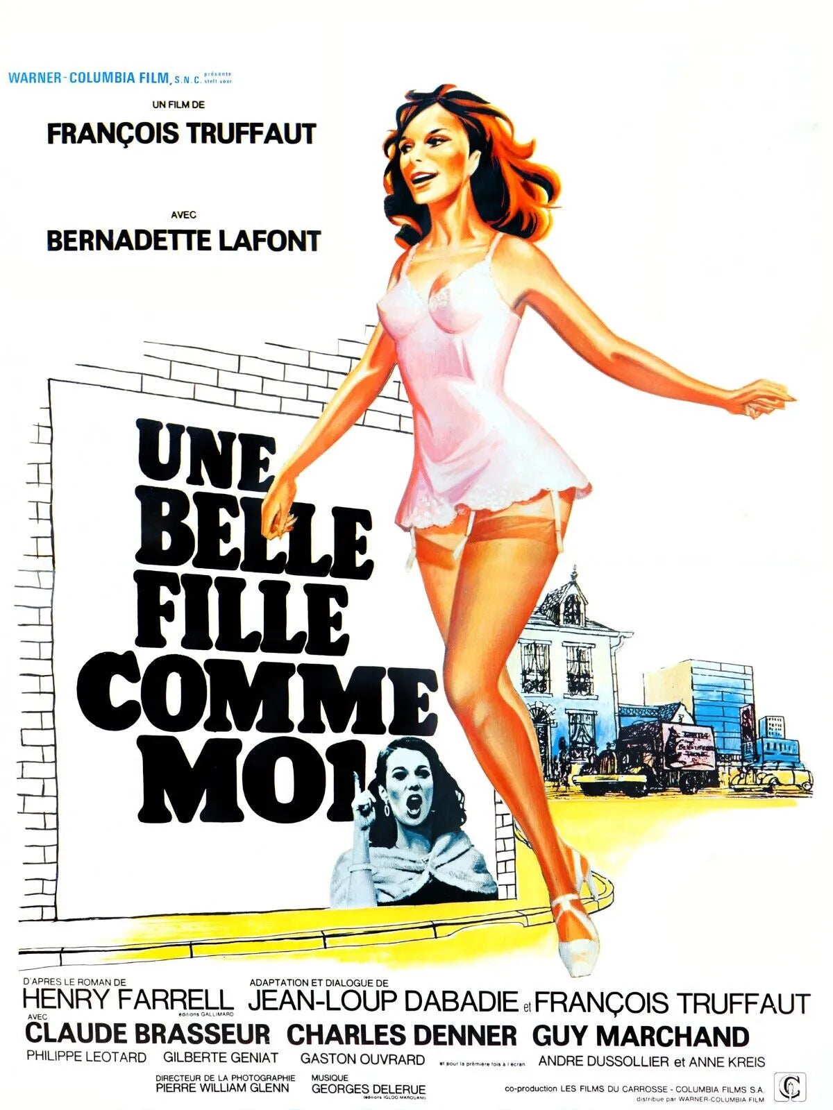 UNE BELLE FILLE COMME MOI, FRANÇOIS TRUFFAUT, BERNADETTE LAFONT, 1972, REPRO AFFICHE DE CINEMA VINTAGE, HQ