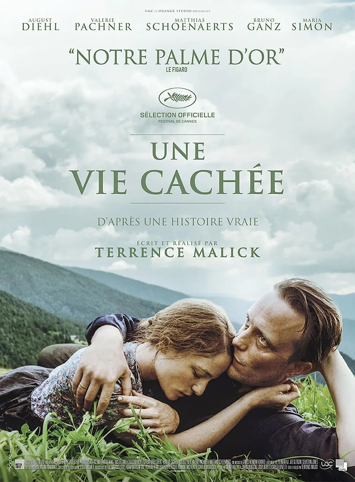 UNE VIE CACHÉE, TERRENCE MALICK, AUGUST DIEHL, 2019, REPRO MOVIE POSTER, VINTAGE, HQ.