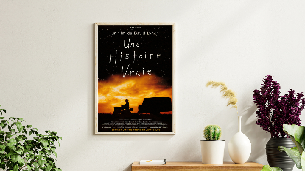 Affiche du film Une Histoire Vraie de David Lynch (1999). Drame émouvant avec Richard Farnsworth. Reproduction HQ – Poster Hub Studio.