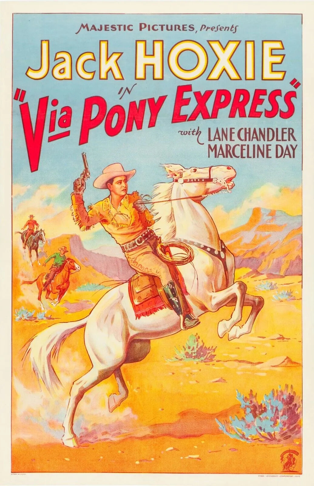 VIA PONY EXPRESS, LANE CHANDLER, 1933, REPRO AFFICHE CINEMA VINTAGE