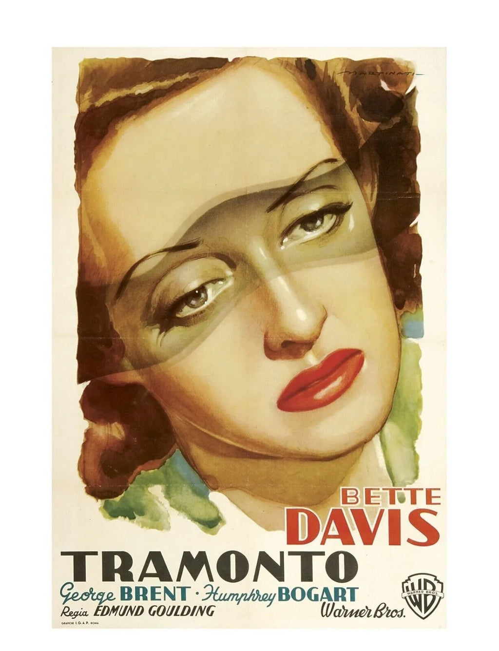 VICTOIRE SUR LA NUIT, TRAMONTO, BETTE DAVIS, 1939 Repro affiche CINEMA