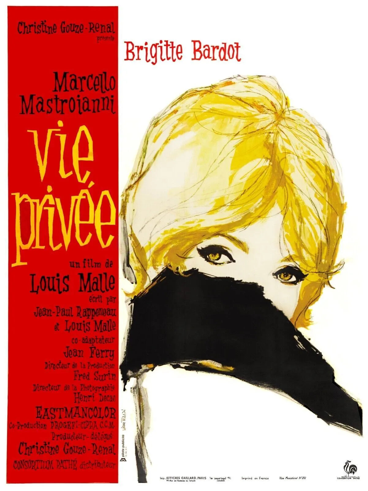 VIE PRIVÉE, BRIGITTE BARDOT, Repro affiche cinéma et toile HQ