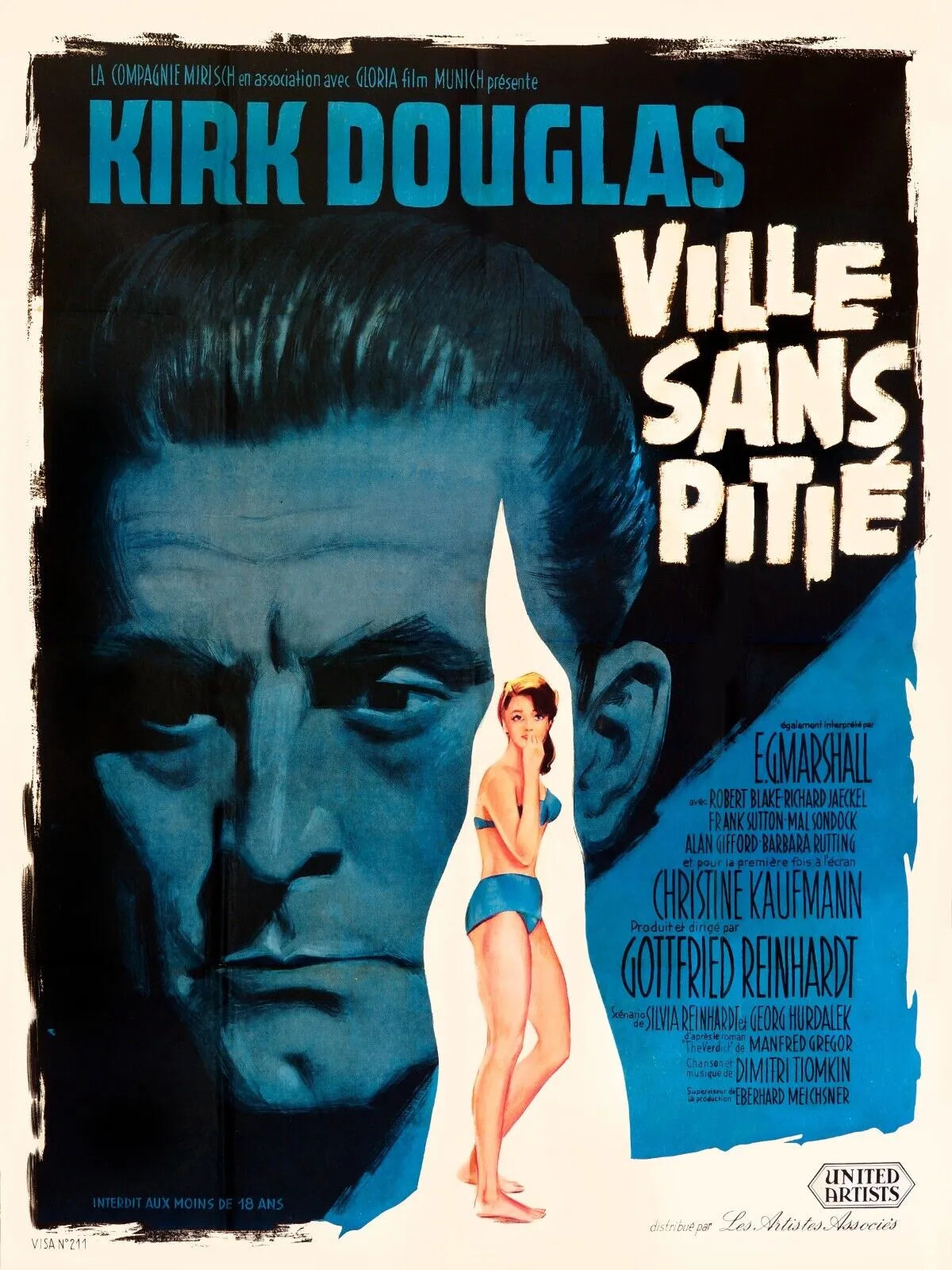 VILLE SANS PITIE, KIRK DOUGLAS, 1961, REPRO AFFICHE CINEMA VINTAGE HQ