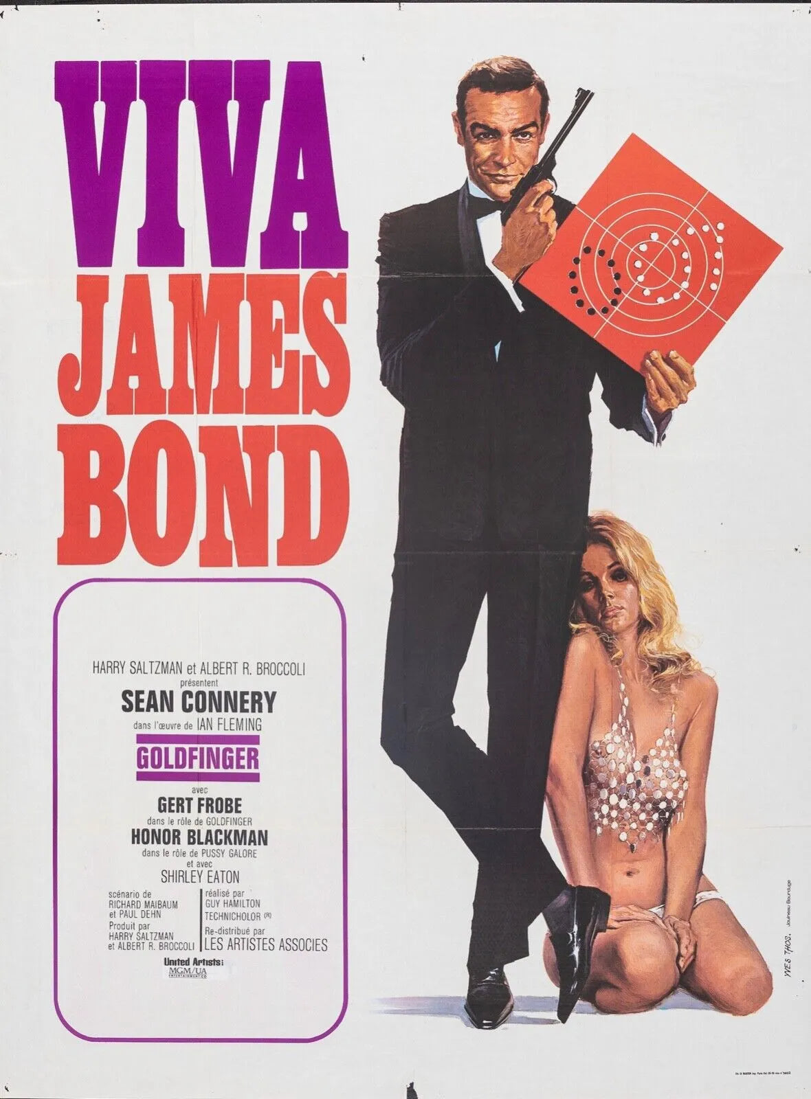 VIVA JAMES BOND, GOLDFINGER, SEAN CONNERY, 1964, AFFICHE VINTAGE, HQ