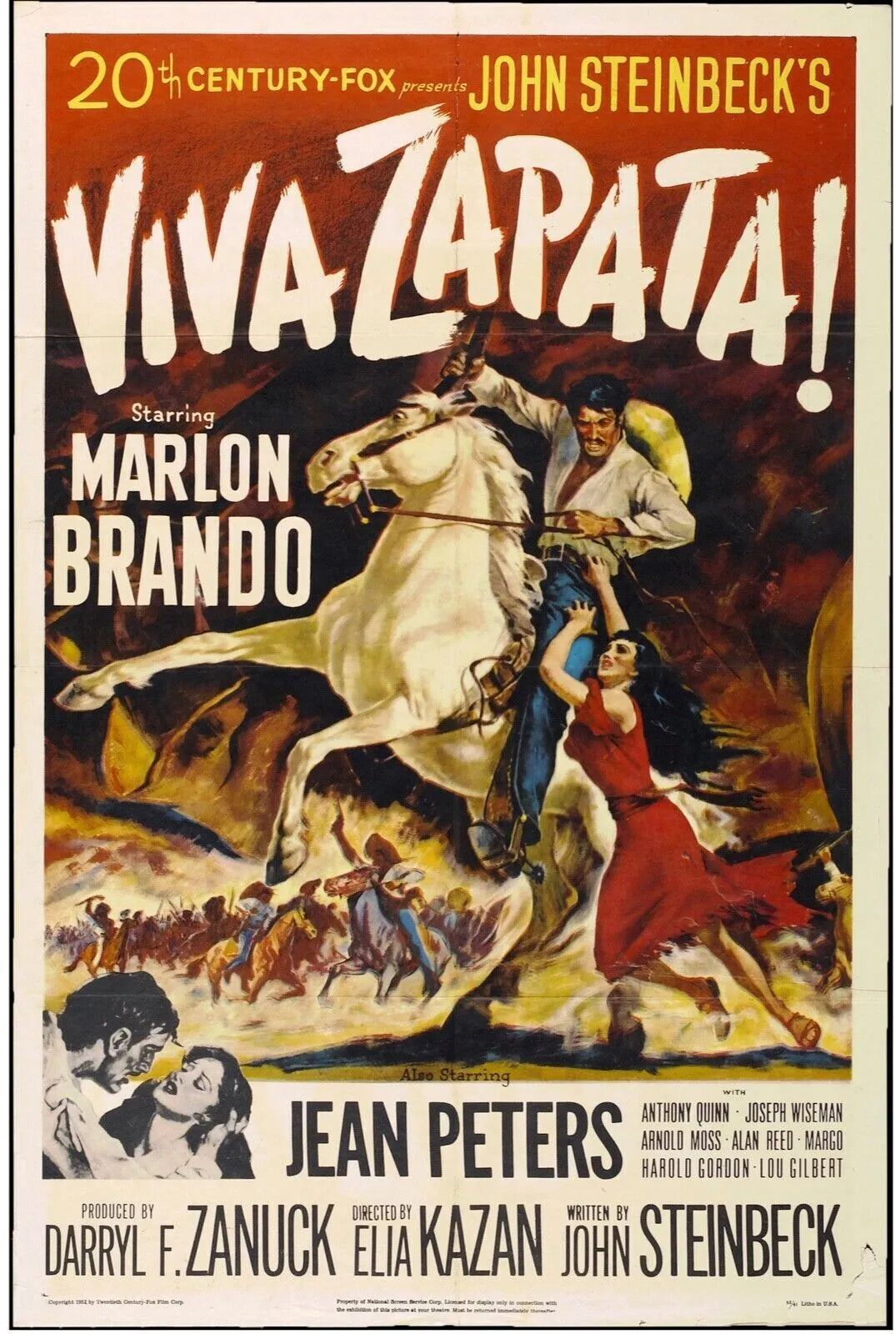 VIVA ZAPATA ! MARLON BRONDO, 1952 REPRO AFFICHE CINEMA VINTAGE