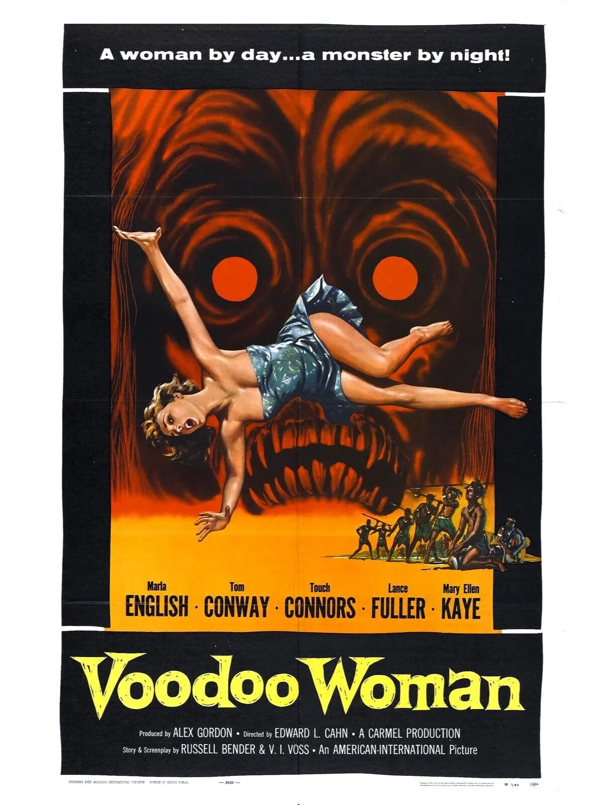 VOODOO WOMAN, MARIA ENGLISH, TOM CONWAY, 1957, REPRODUCTION OF VINTAGE MOVIE POSTER, HQ
